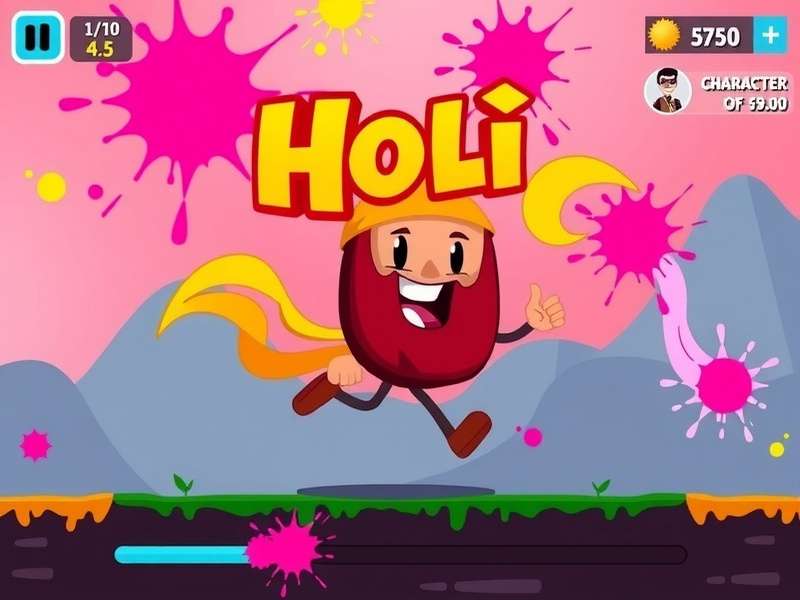 Holi Sprint Quest gameplay screenshot showing colorful festival runner